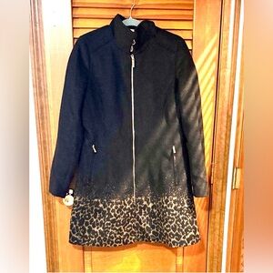 Calvin Klein Black and Leopard Trench Coat